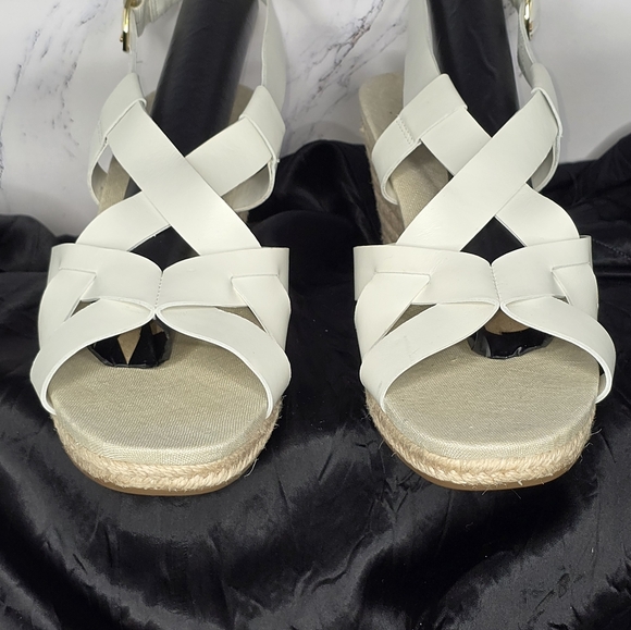 Cole Haan White Strappy Wedge Sandals - Picture 6 of 9
